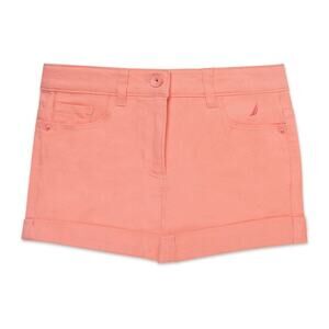 Nautica Girls Summer Shorts Button Casual Beach Pink Coral Sz 5